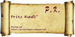 Pritz Kunó névjegykártya
